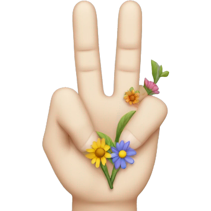 peace sign  that shows flowers insted of fingers emoji