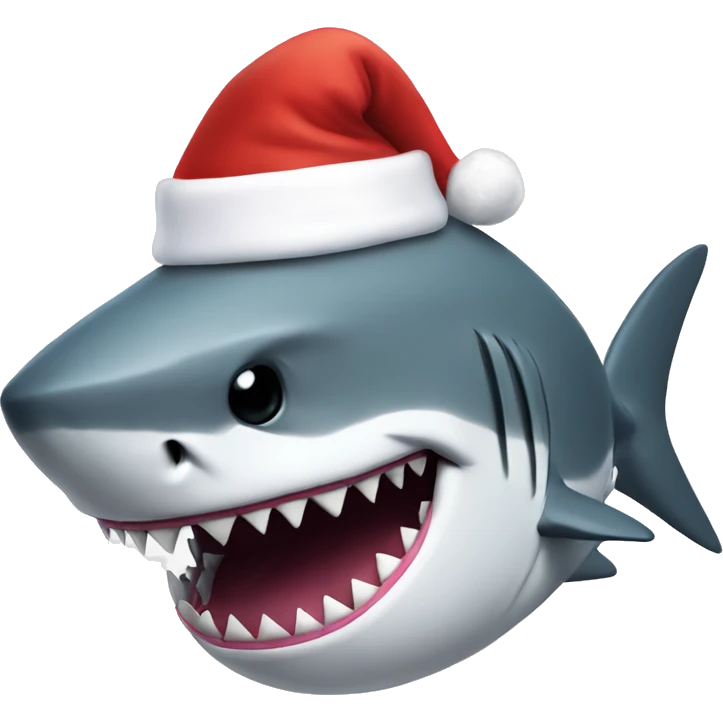 Shark with a Santa hat emoji