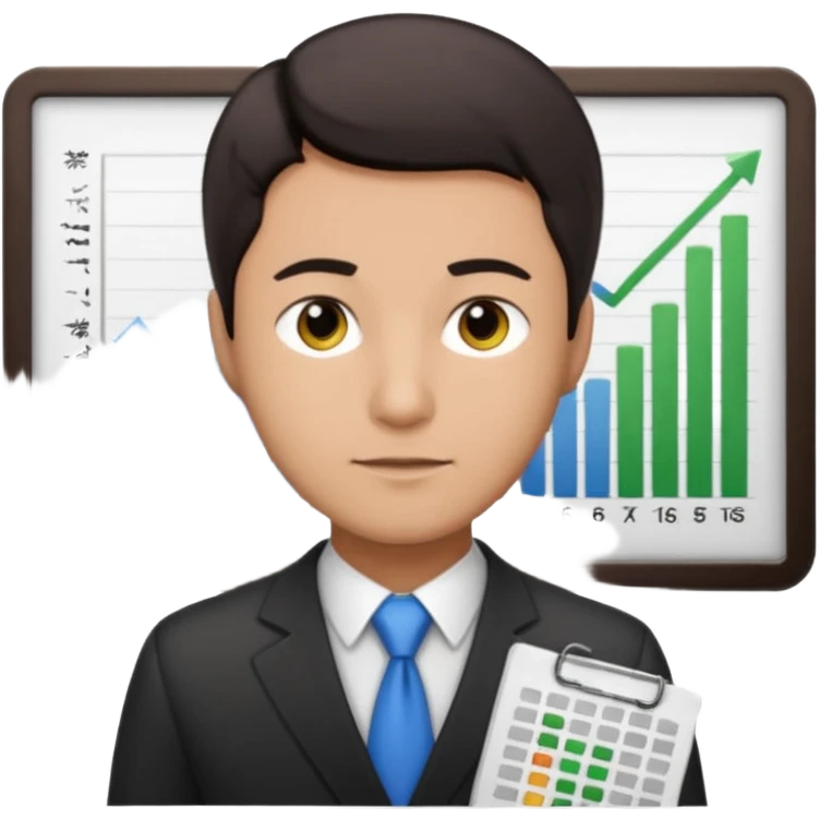 male dark short hair auditor with spreadsheet emoji emoji