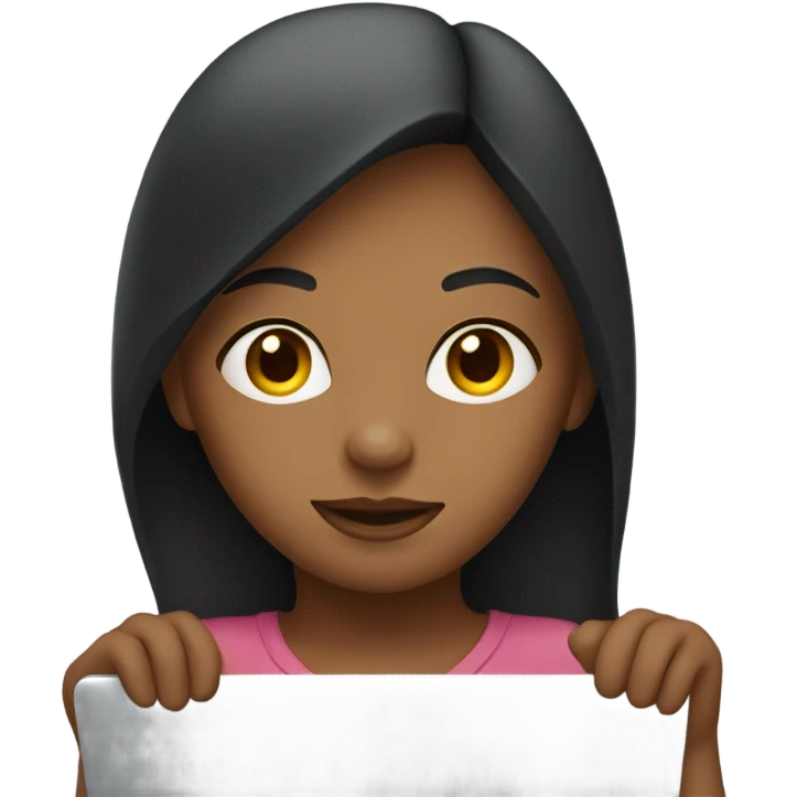 A girl is sitting at a futuristic laptop emoji