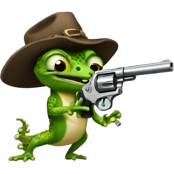 Gecko with a revolver  emoji