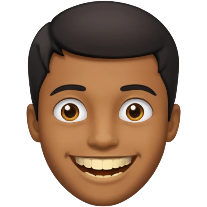 Isso agora faca esse emoji masculino com um cabelo preto baixo e um sorriso com um dente de ouro emoji