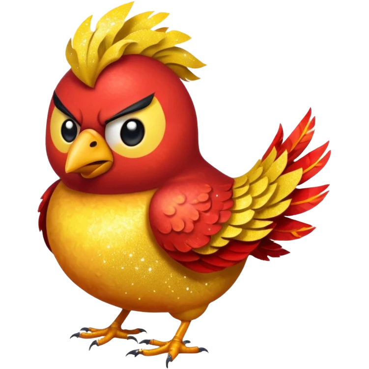 glitter red and yellow anger bird emoji