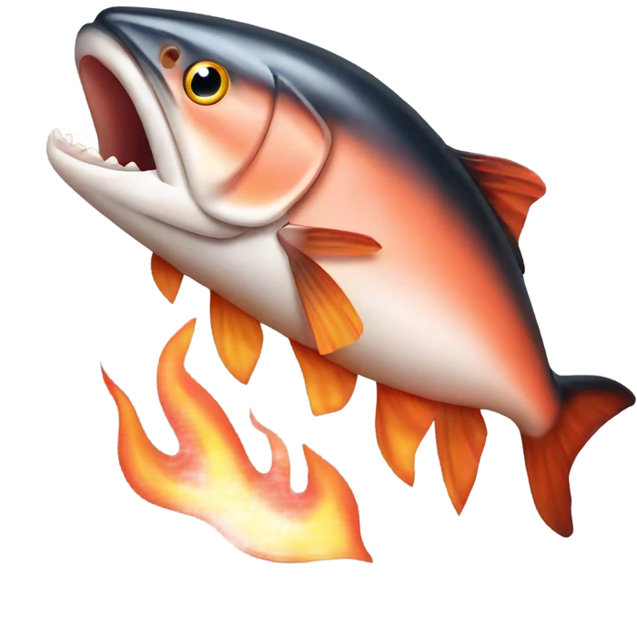 Fire breathing salmon emoji