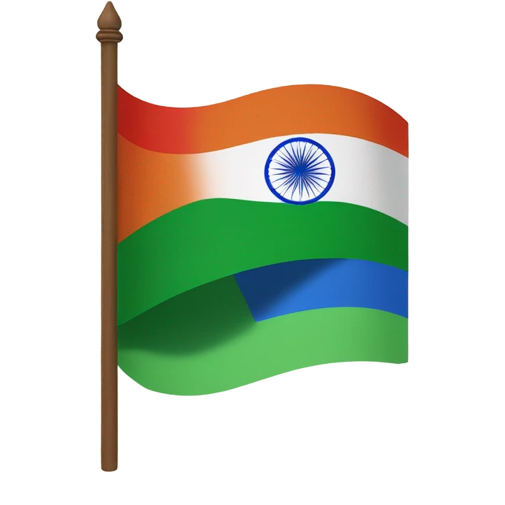 A flag split in two colours - top colour blue, botton colour green and in the middle the wheel of indian flag in colour red emoji