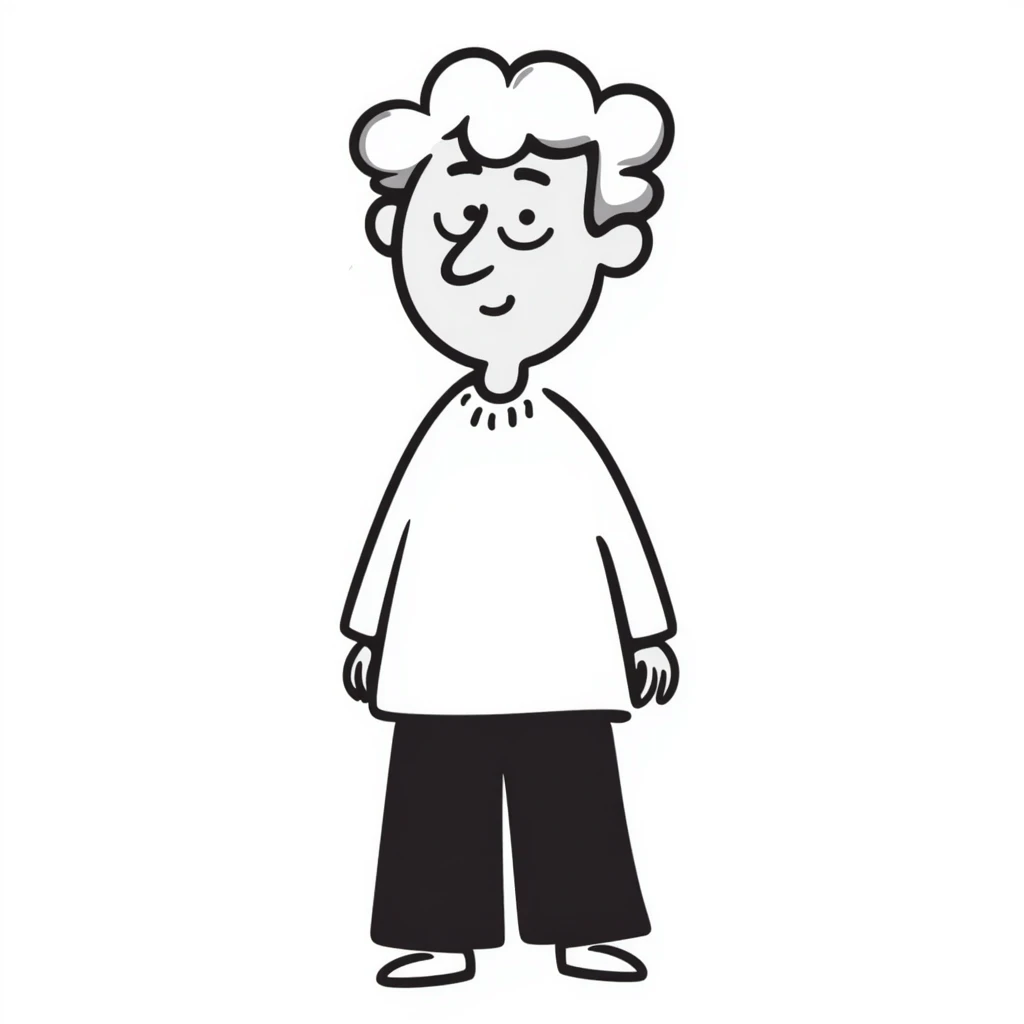 hand drawn doodle style old grandpa with simple lines emoji