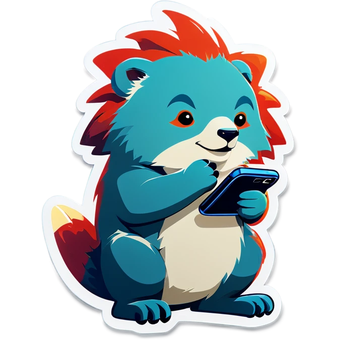 An animal using a cell phone emoji