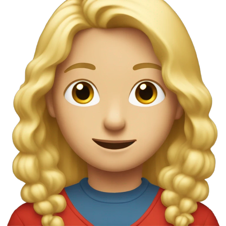 An emoji of a young friend with blond hair and a red top. emoji