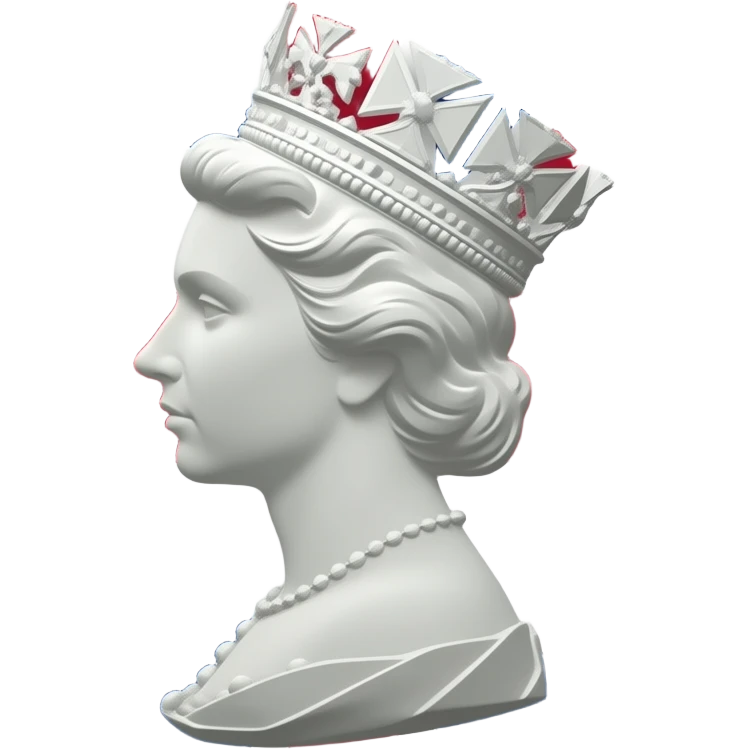 British postage stamp with royal silhouette and Union Jack emoji