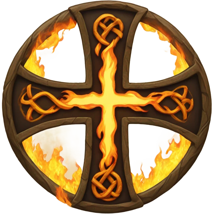 Earth on fire on top of Celtic cross emoji