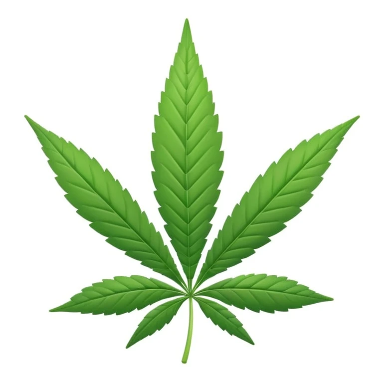 cannabis leaf emoji, flat vector design, smooth outlines, soft shadow, light green tones, simple and clean illustration, white background, in the style of Telegram's emoji set emoji
