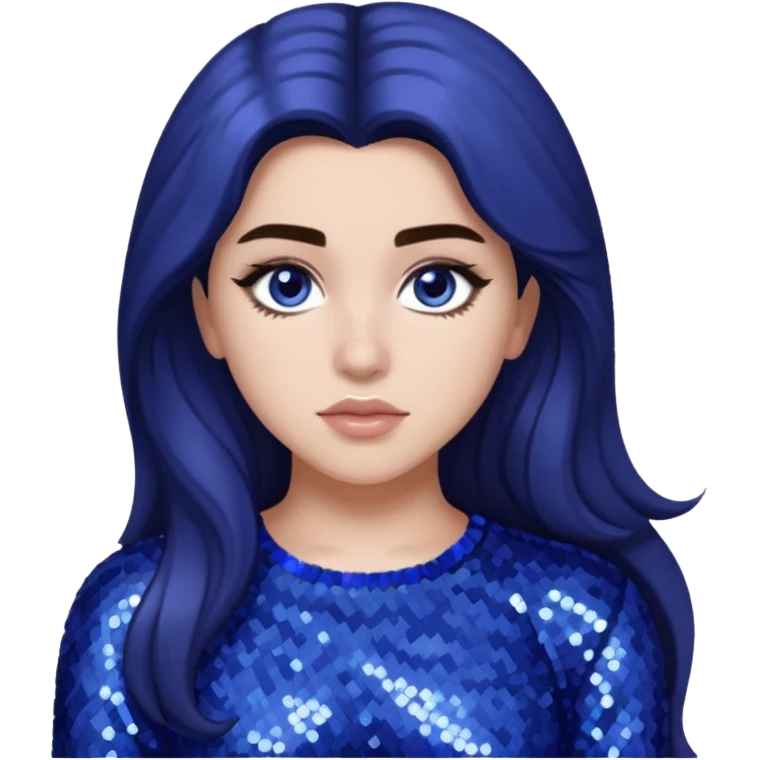 Lauren Jauregui from Fifth Harmony with long dark brown hair, periwinkle sequin outfit emoji
