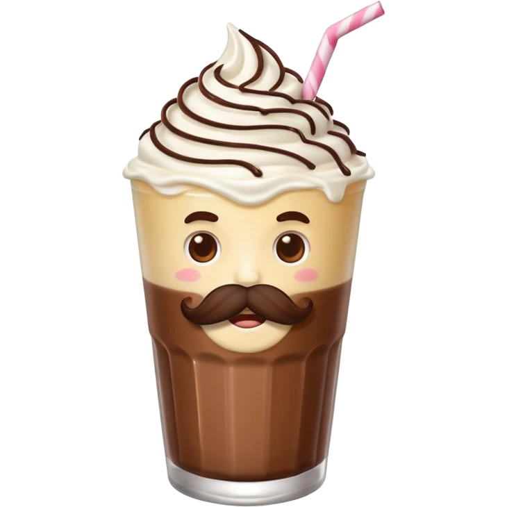 milkshake with a face andmustache emoji
