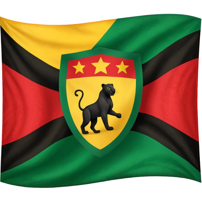 Soulaani black green yellow and red heritage flag with African panther crest in the middle  emoji