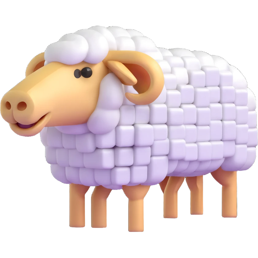 Minecraft sheep made out of square blocks, looks exactly like in the game emoji
