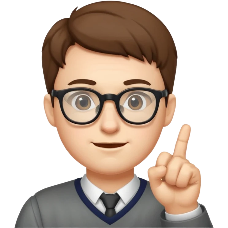 Nerd with one finger up with glasses emoji