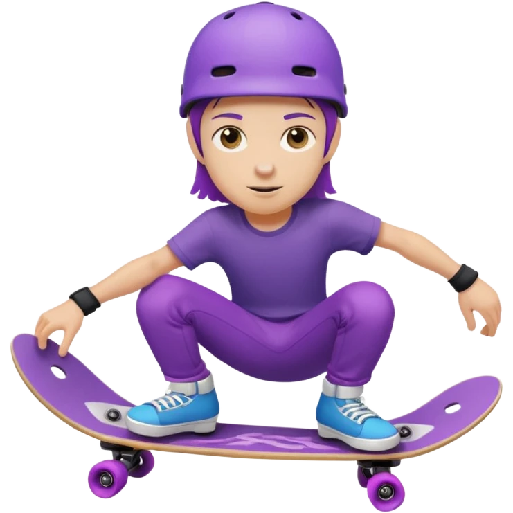 skater with skateboard and purple helmet emoji