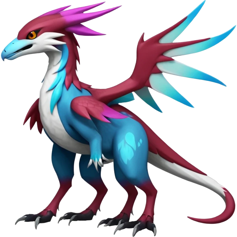 Colorful scaly flurry bioluminescent dark gloomy ghoulish spooky dull dusky translucent neon edgy cool dark edgy Latias-Sergal-Vernid-Lombax-Renamon-Zeraora-Bastet-Fakémon-hybrid-fusion-creature, full body emoji