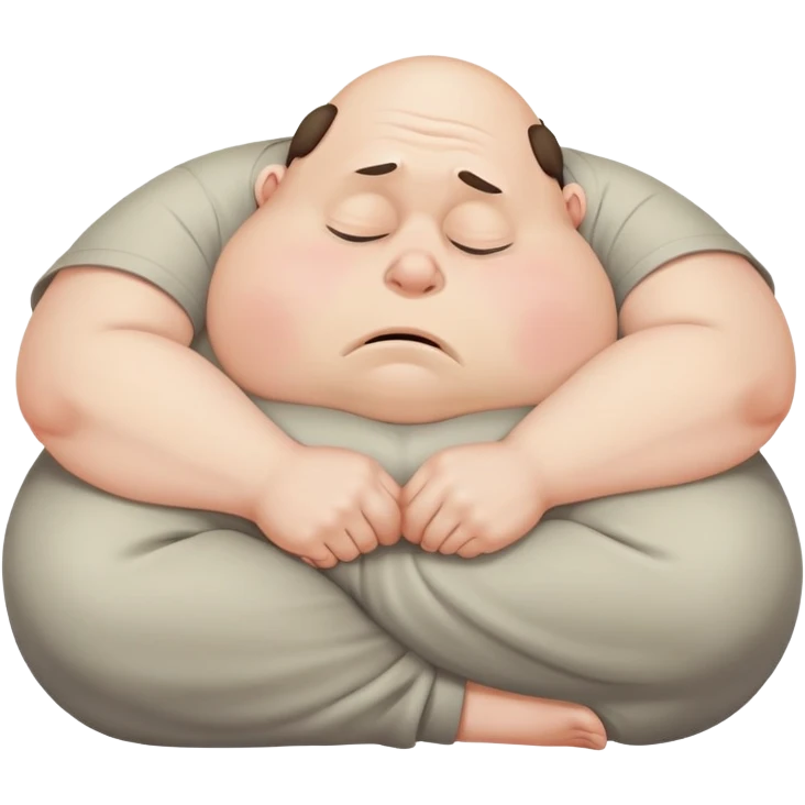 Scared man sitting curled up on himself, hidding his eyes emoji