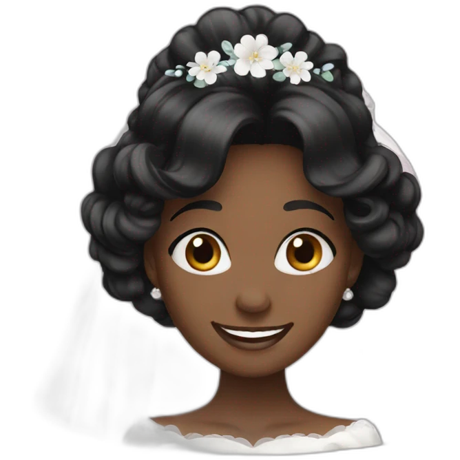 happy black hair bride emoji