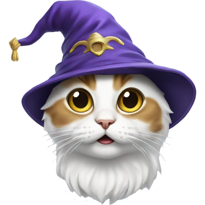 Suprised cat with a wizard hat  emoji