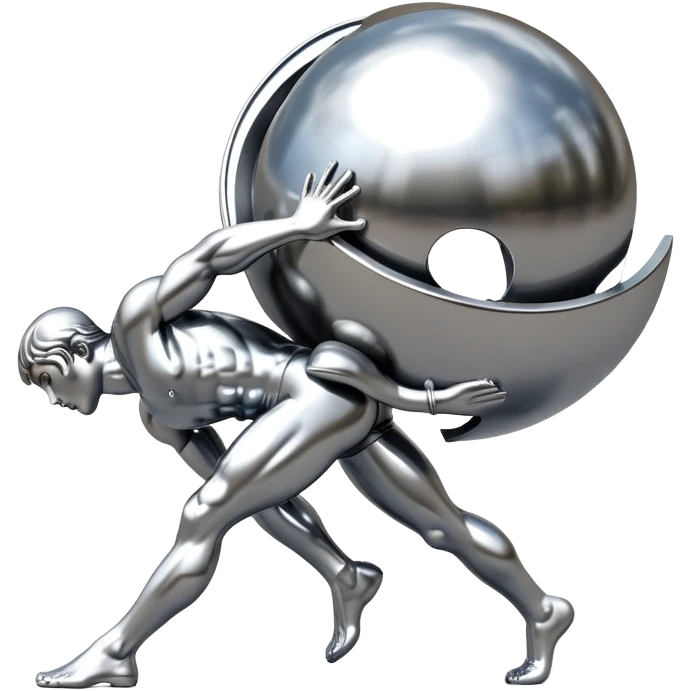 sorayama Sisyphus carrying big sphere on his back sculpture emoji