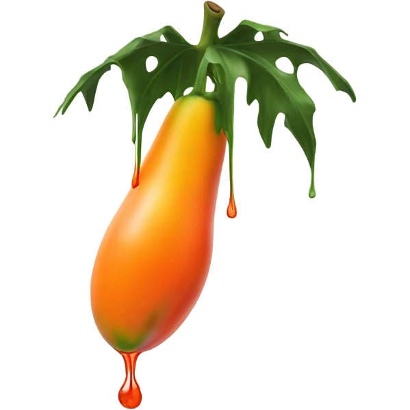 Clear paint dropping down papaya emoji