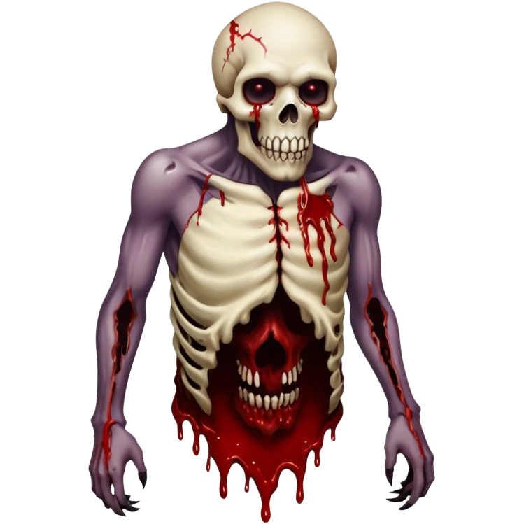 A Hideous mutated monster covered in rotton flesh and bloodin the style of your bleeding skull art, full body emoji