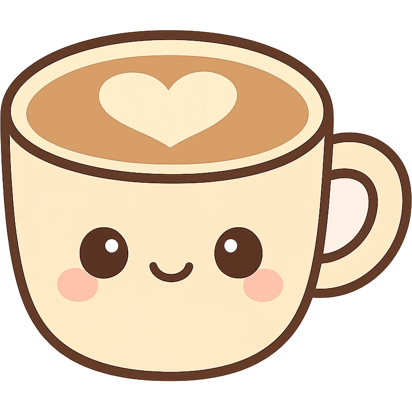 coffee latte, kawaii style, cute face emoji