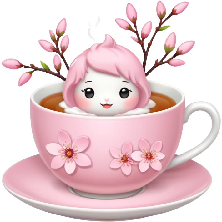 Cute Pastel pink Cherry Blossom Sakura Tea emoji