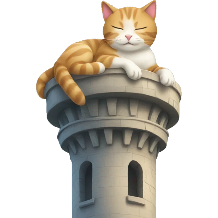 Cat sleeping on a tower emoji