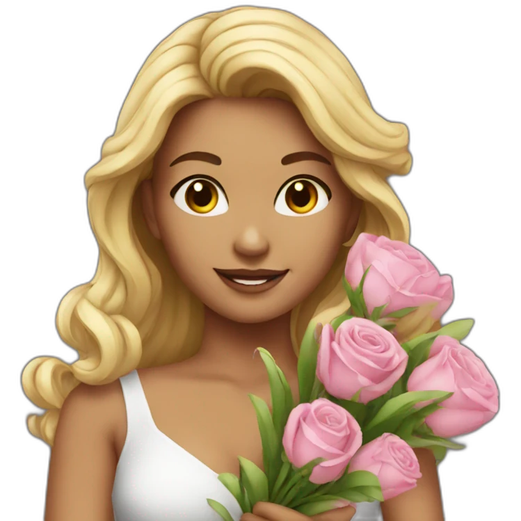 Beautiful girl with a bouquet emoji
