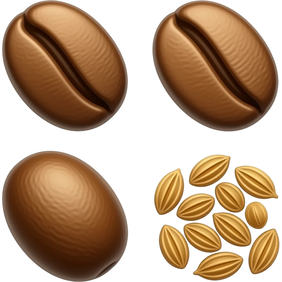 still life of coffee beans and coriander seeds emoji