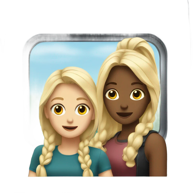 Two blonde girls on a train emoji