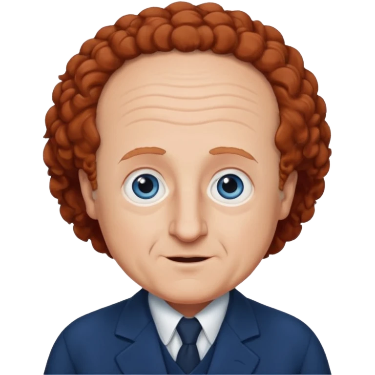 Larry Fine from the Three Stooges with blue eyes, reddish- brown hair, navy blue outfit emoji