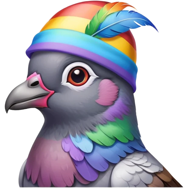 pigeon with rainbow hat emoji