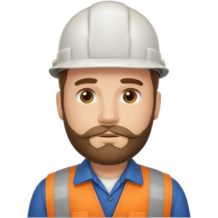 white men with beard wear worker's uniform emoji
