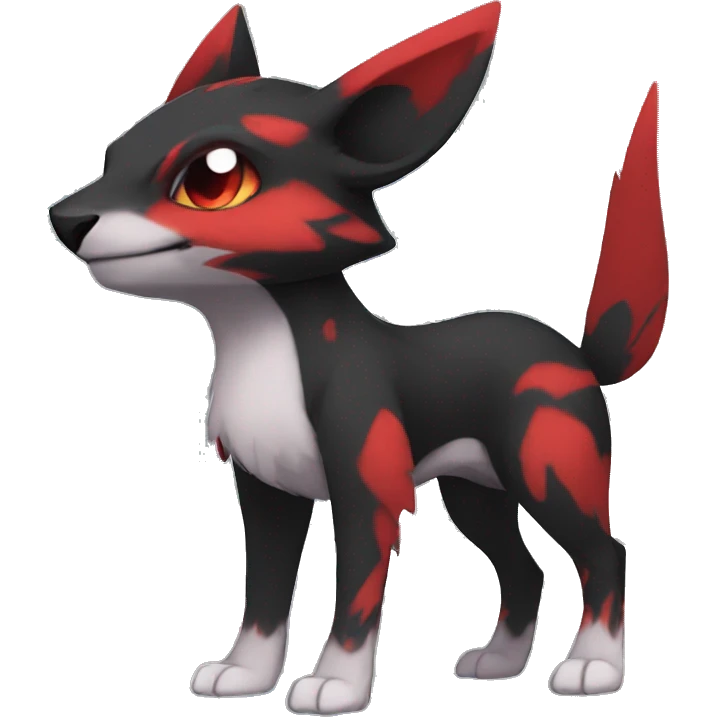 cute edgy black red animal hybrid Fakemon full body emoji