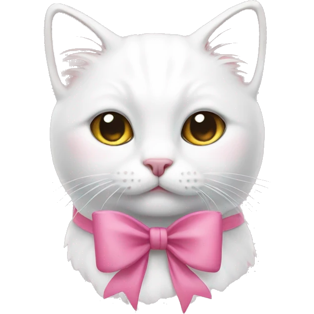 white cat with pink bow emoji