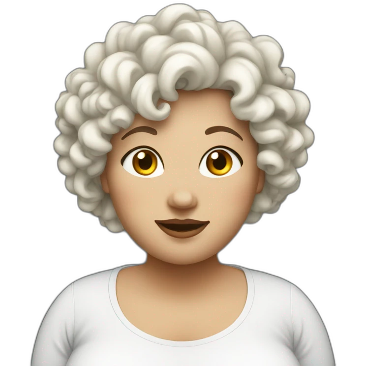 Fat women white with curly hair tall emoji