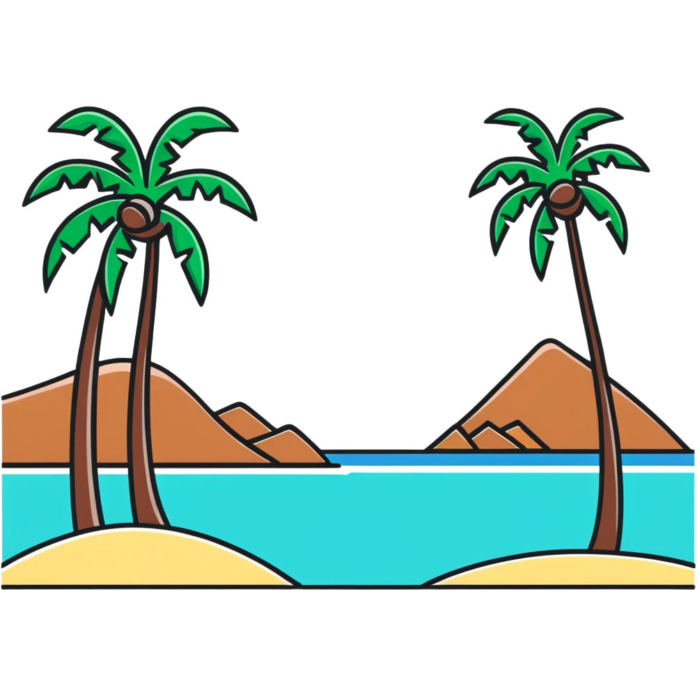 Palm trees and beach in Los Angeles emoji