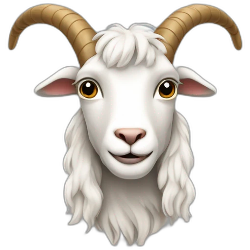 Une pardonne qui s’appelle Lucien qui a les cheveux bouclés et qui est le goat emoji