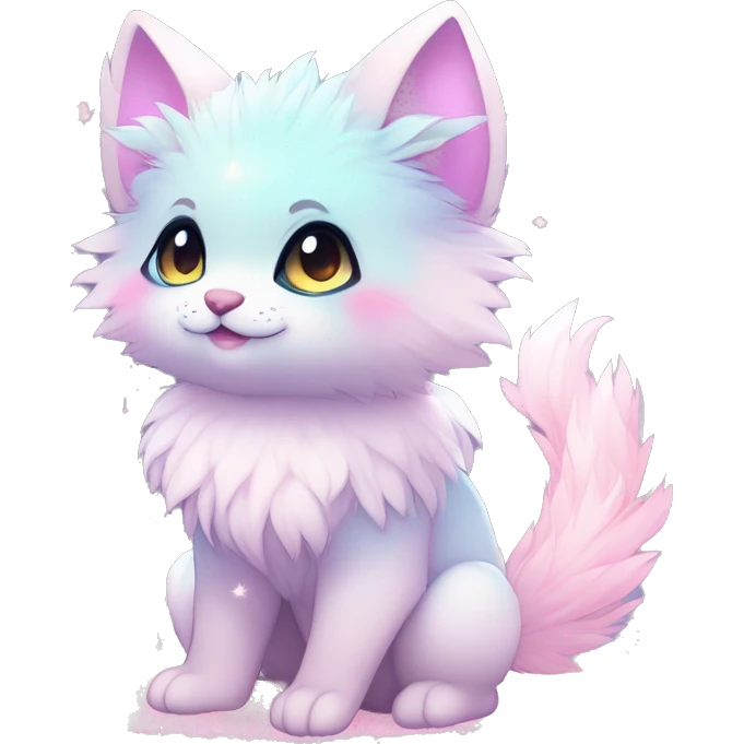 Anthro Cute Fluffy Gorgeous Magical Petite Shiny Colorful Pastel Glitter Sparkle Stars Anime Chibi Fantasy-Animal-Fakémon-Pokémon-Hybrid Fur Sona Aesthetic Trending Style Full Body emoji
