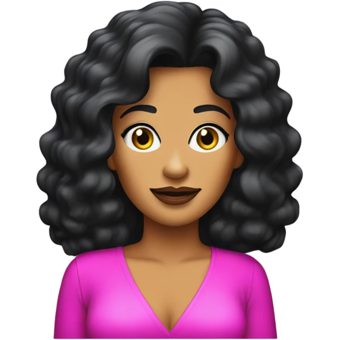 Tanned woman with black hair dressed in 1980s hair, makeup, and neon attire  emoji