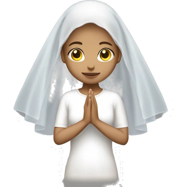 Light skin girl praying with white veil  emoji