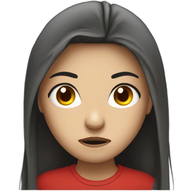 A girl with chaos long hair, Eyes covered with red threads looked very annoyed and angry emoji