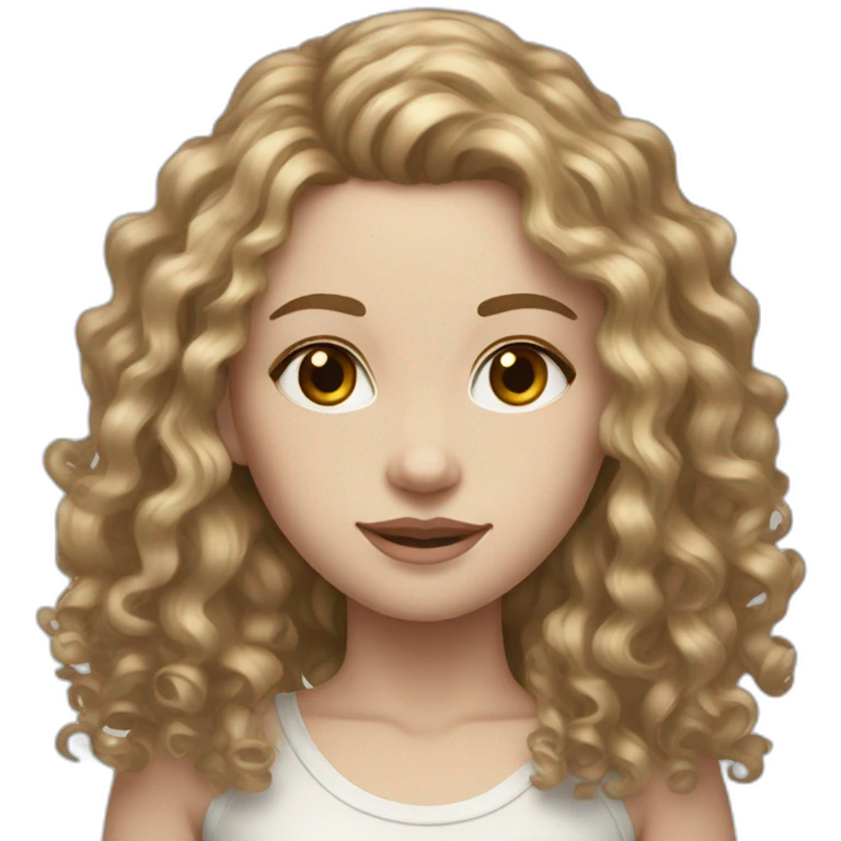 Pale skin long curly dark blonde hair brown eyes emoji