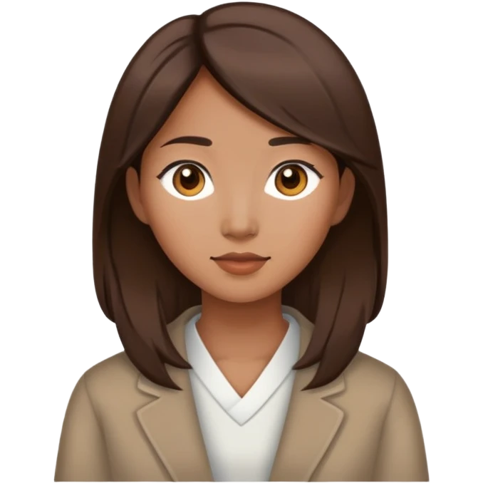 Femme asiatique brune cheveux mi long emoji