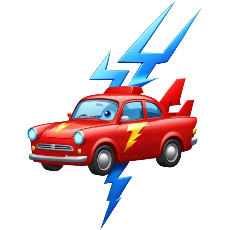 Un carro rojo con ojos azules y que tenga alerón y un Rayo y un 95 en las puertas  emoji