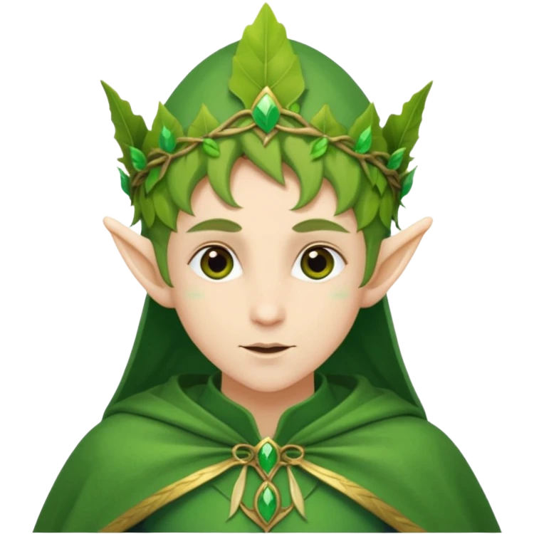 Forest Elf – elegant green-skinned elf with leaf crown and cloak emoji